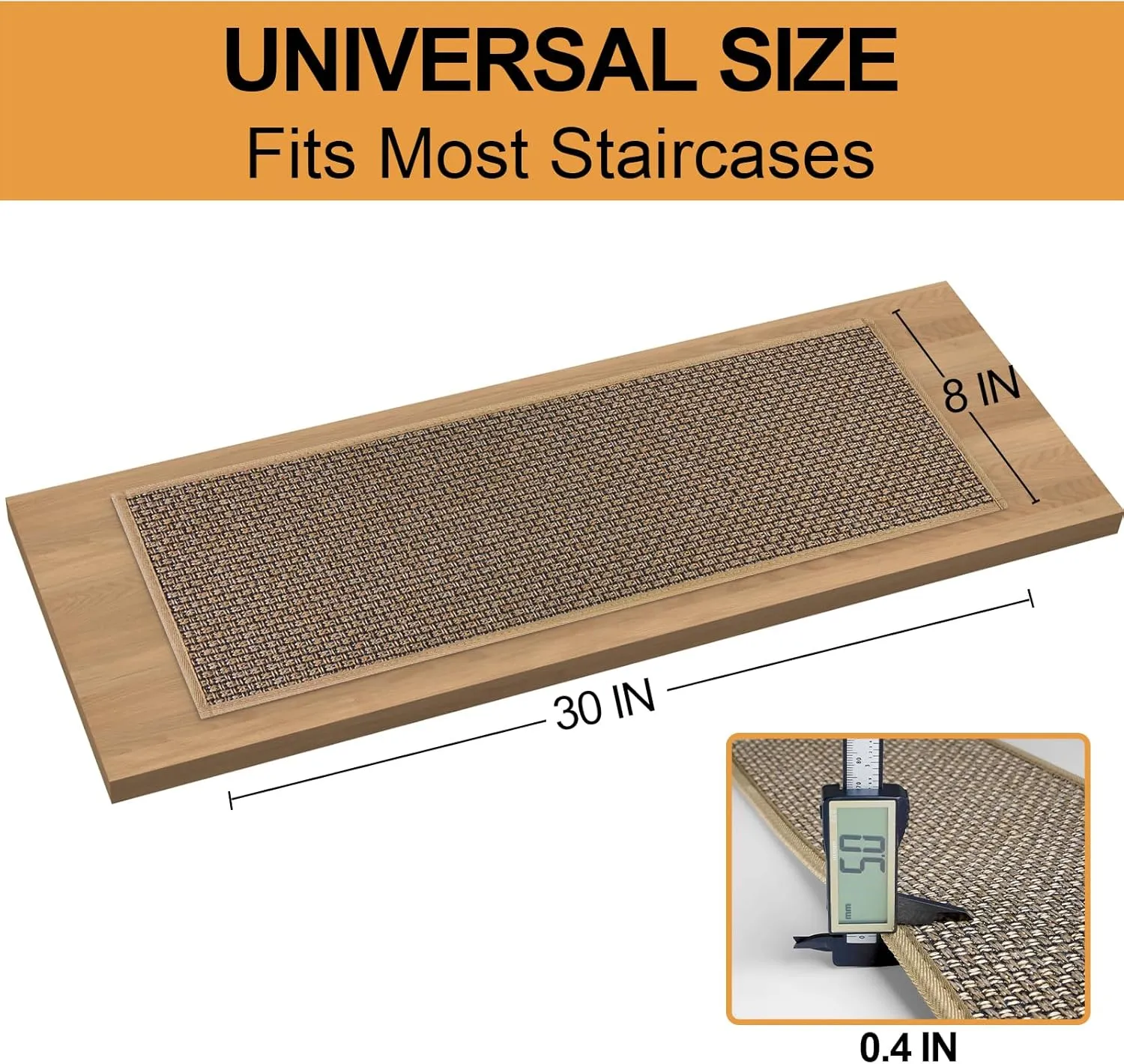 Stair Treads Carpet for Wooden Steps with Non Slip Rubber Backing, 100% Polyester Soft Stairs Resistant Indoor Skid Runner Safety Rugs for Kids Elders and Pets (1, Brown, 30" * 8")