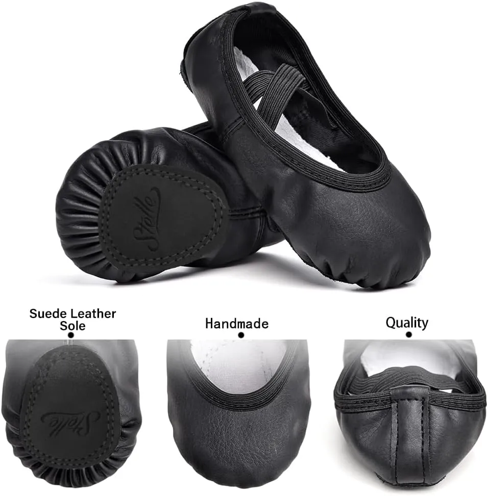 Stelle Ballet Shoes for Girls Toddler Ballet Slippers Soft Leather Boys Dance Shoes for Toddler/Little Kid/Big Kid