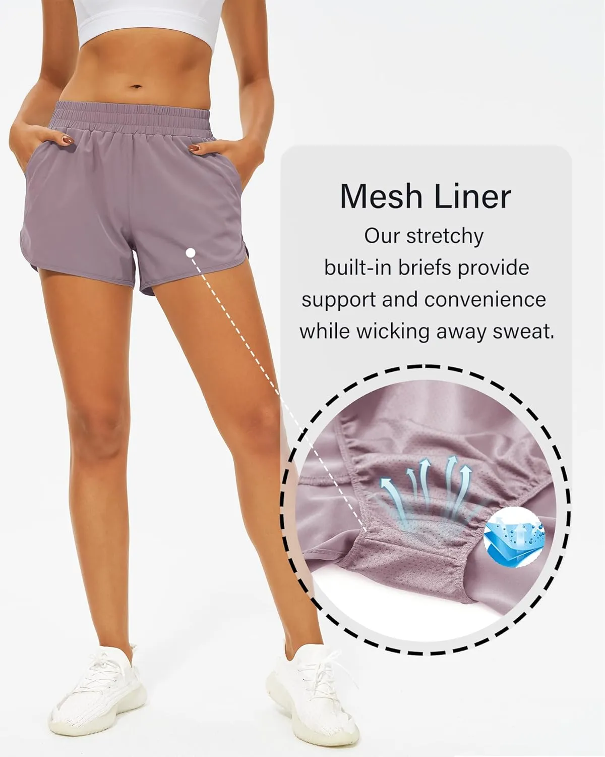 Stelle Womens 3" Running Shorts Mesh Liner High Waisted Workout Shorts Quick Dry Dolphin Athletic Shorts with Pockets