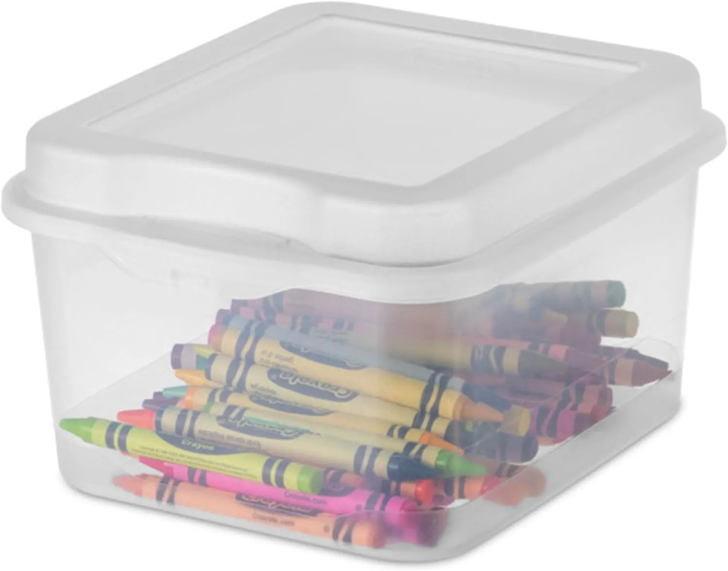 Sterilite 12-Pack FlipTop Stackable Square Small Storage Bin with Hinging Lid, Clear