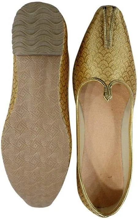 Stop n Style Mens Gold Antique Wedding Shoes Formal Shoes Handmade Jooti Ethnic Jutti Mens Mojari
