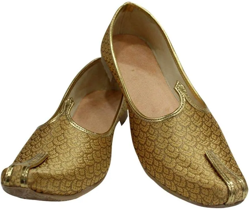 Stop n Style Mens Gold Antique Wedding Shoes Formal Shoes Handmade Jooti Ethnic Jutti Mens Mojari