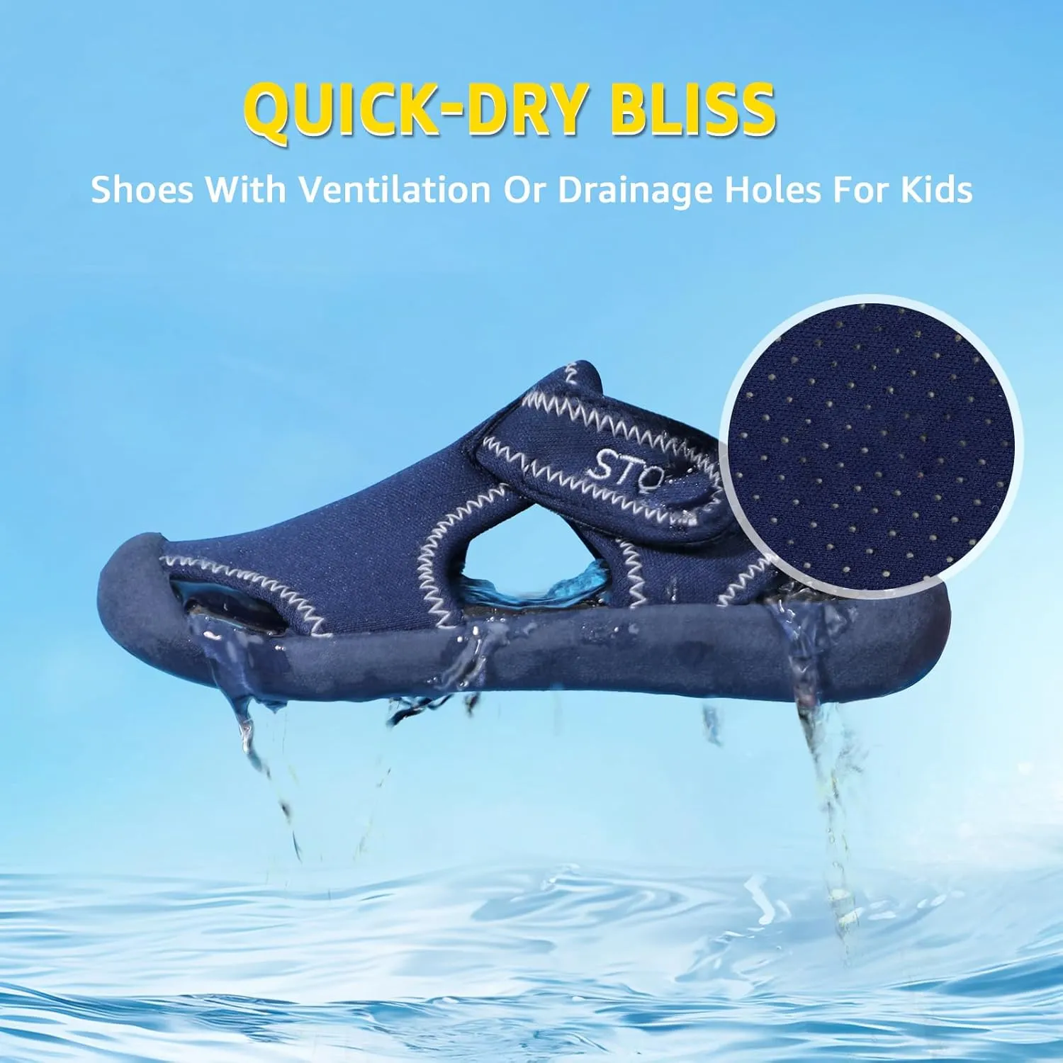 STQ Boys Girls Water Shoes Quick-Dry Slip on Beach Swim Pool Sandals(Toddler/Little Kid)