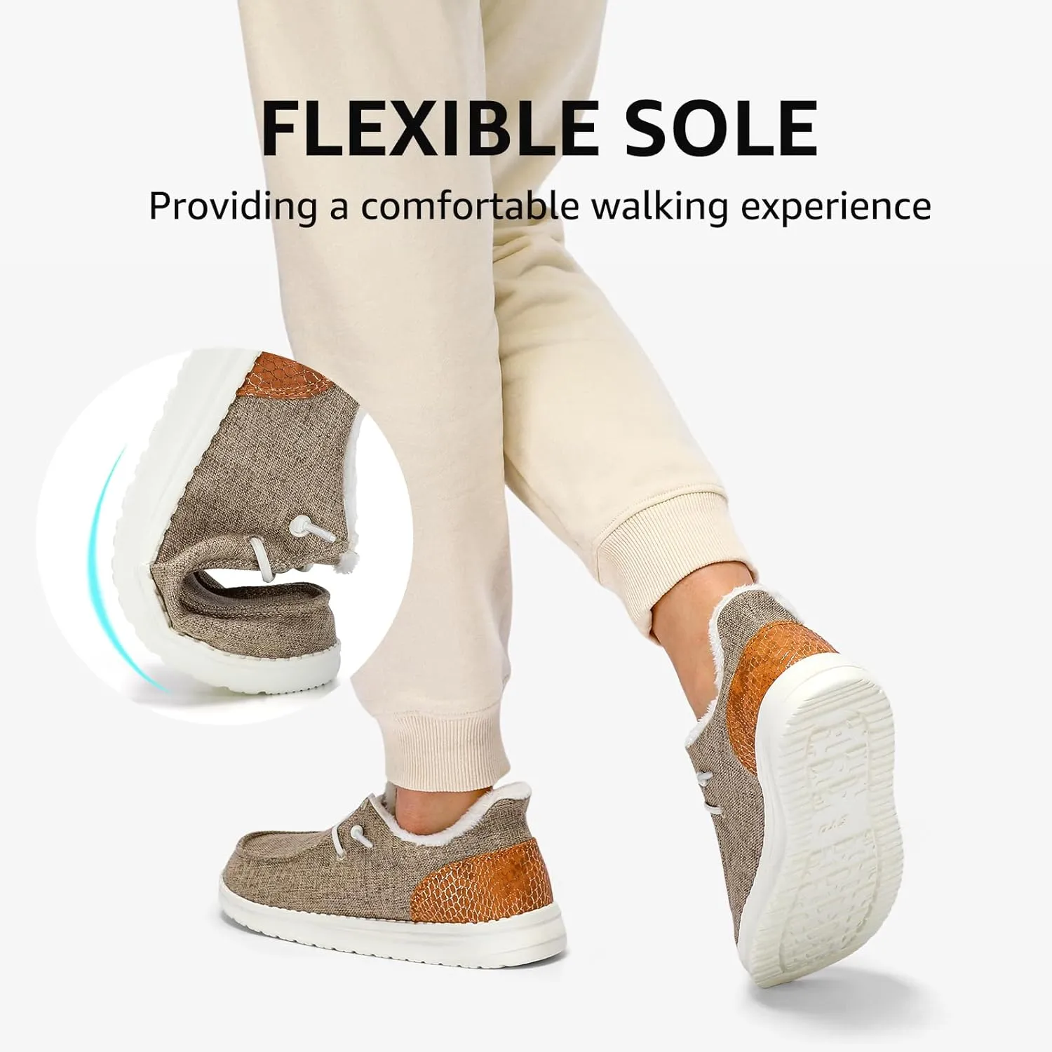 STQ Slip On Women's Loafers丨Orthopedic Fur Lined Warm Winter Boat Shoes Walking Casual Travel Sneaker Plantar Fasciitis Relief