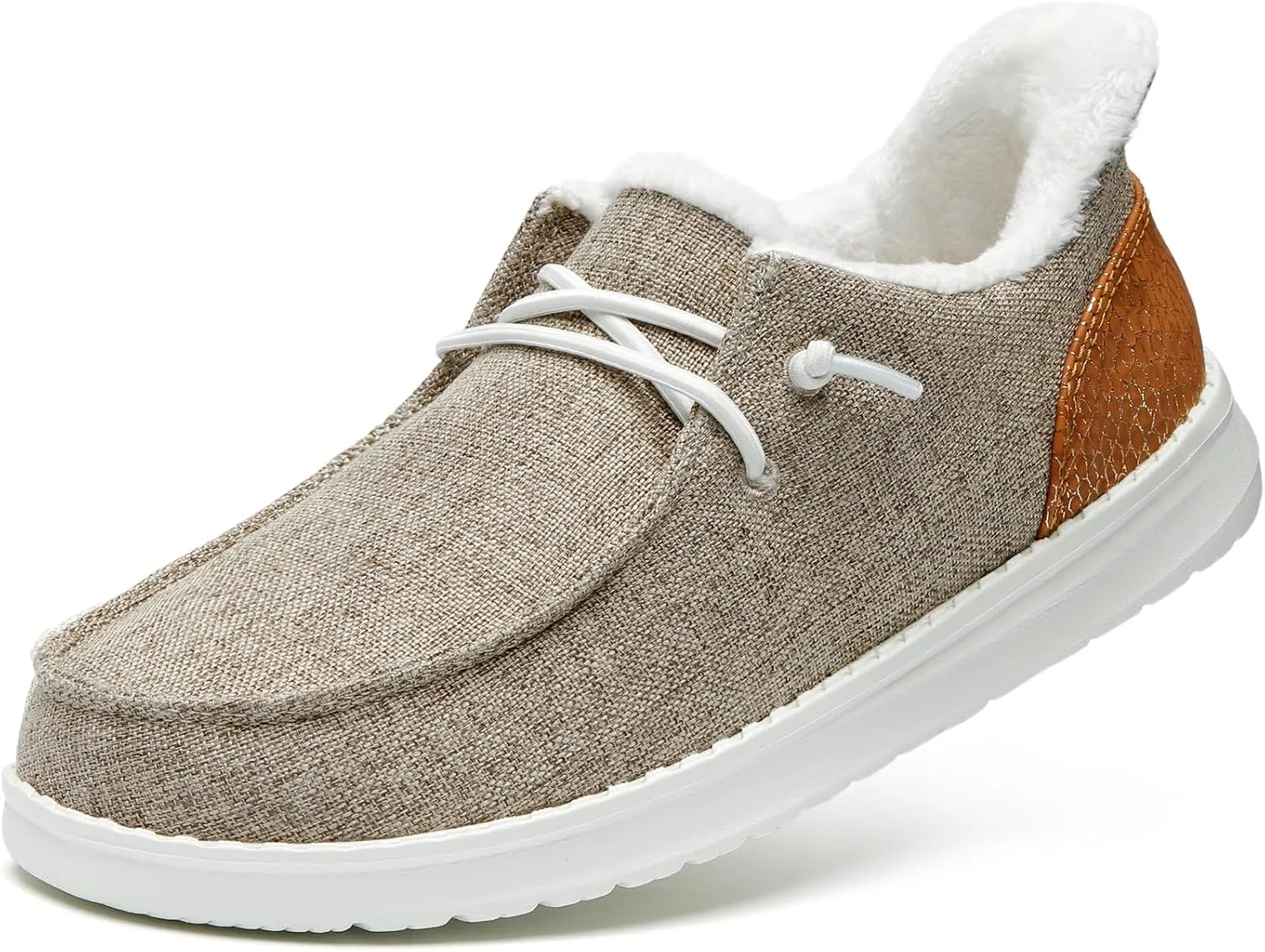 STQ Slip On Women's Loafers丨Orthopedic Fur Lined Warm Winter Boat Shoes Walking Casual Travel Sneaker Plantar Fasciitis Relief