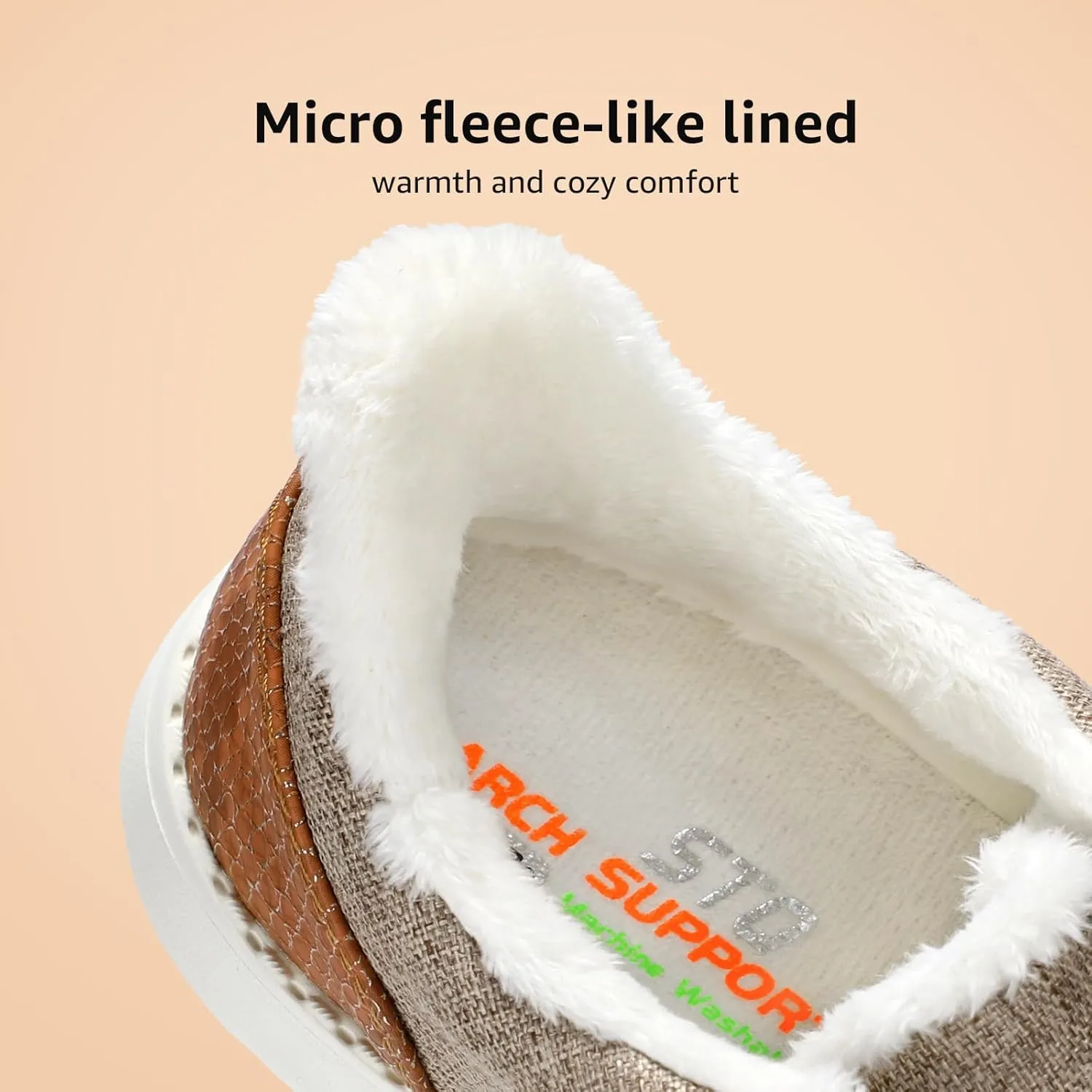 STQ Slip On Women's Loafers丨Orthopedic Fur Lined Warm Winter Boat Shoes Walking Casual Travel Sneaker Plantar Fasciitis Relief