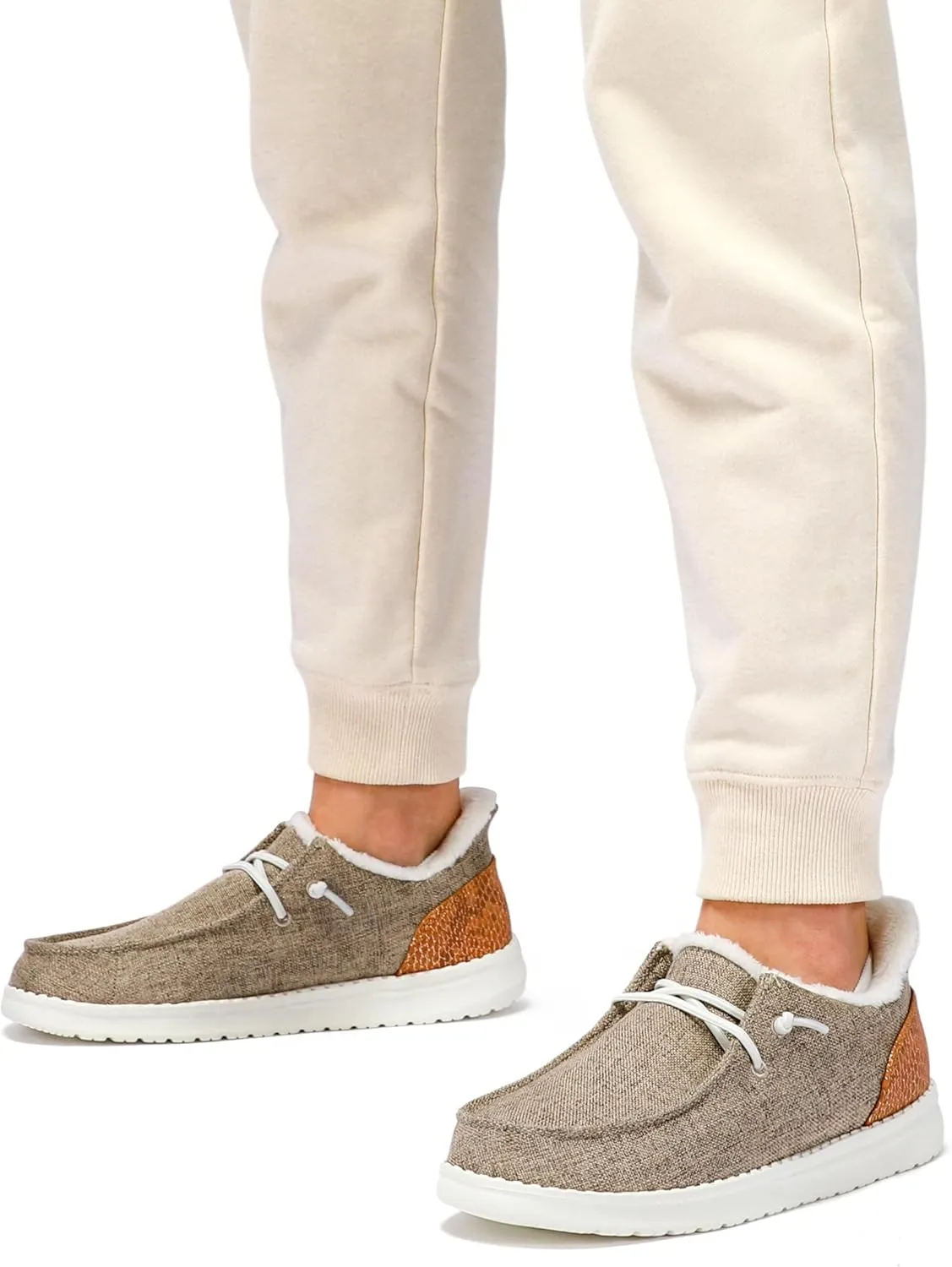 STQ Slip On Women's Loafers丨Orthopedic Fur Lined Warm Winter Boat Shoes Walking Casual Travel Sneaker Plantar Fasciitis Relief
