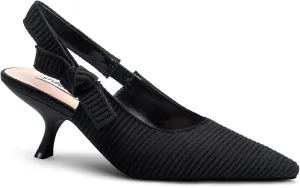 STUNAHOME Womens Slingback Kitten Heels Closed Pointed Toe Bowknot Knitted Slip On Work Pumps Dress Shoes, Gold