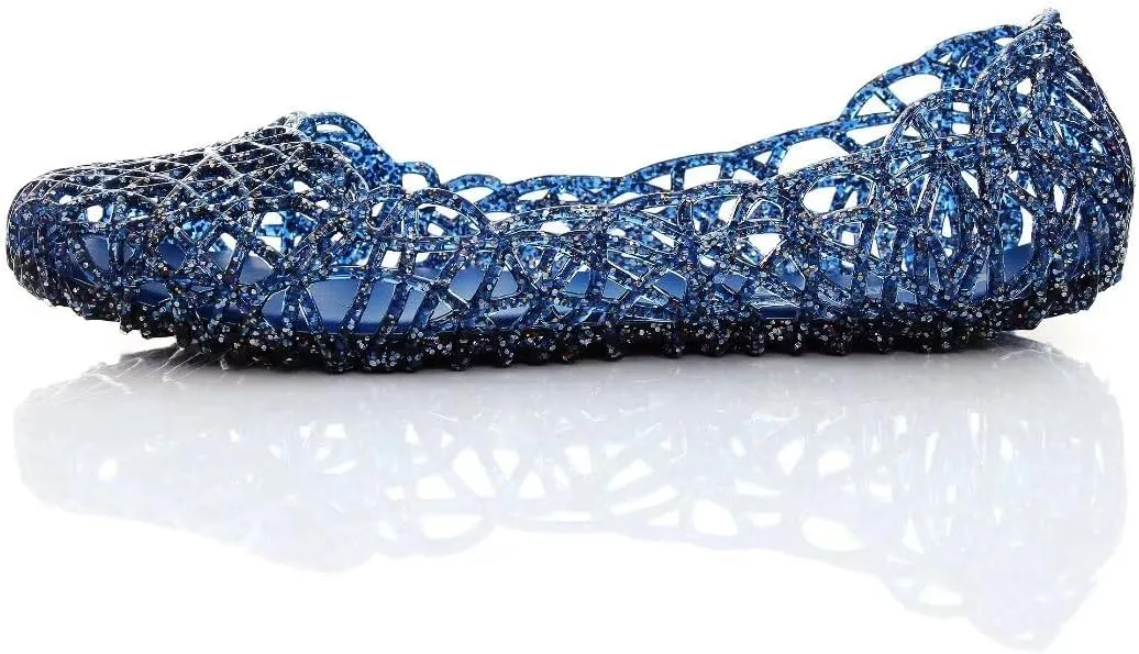 Stunner Women's Beach Jelly Shoes Slip On Crystal Summer Soft Hollow Ballet Flats