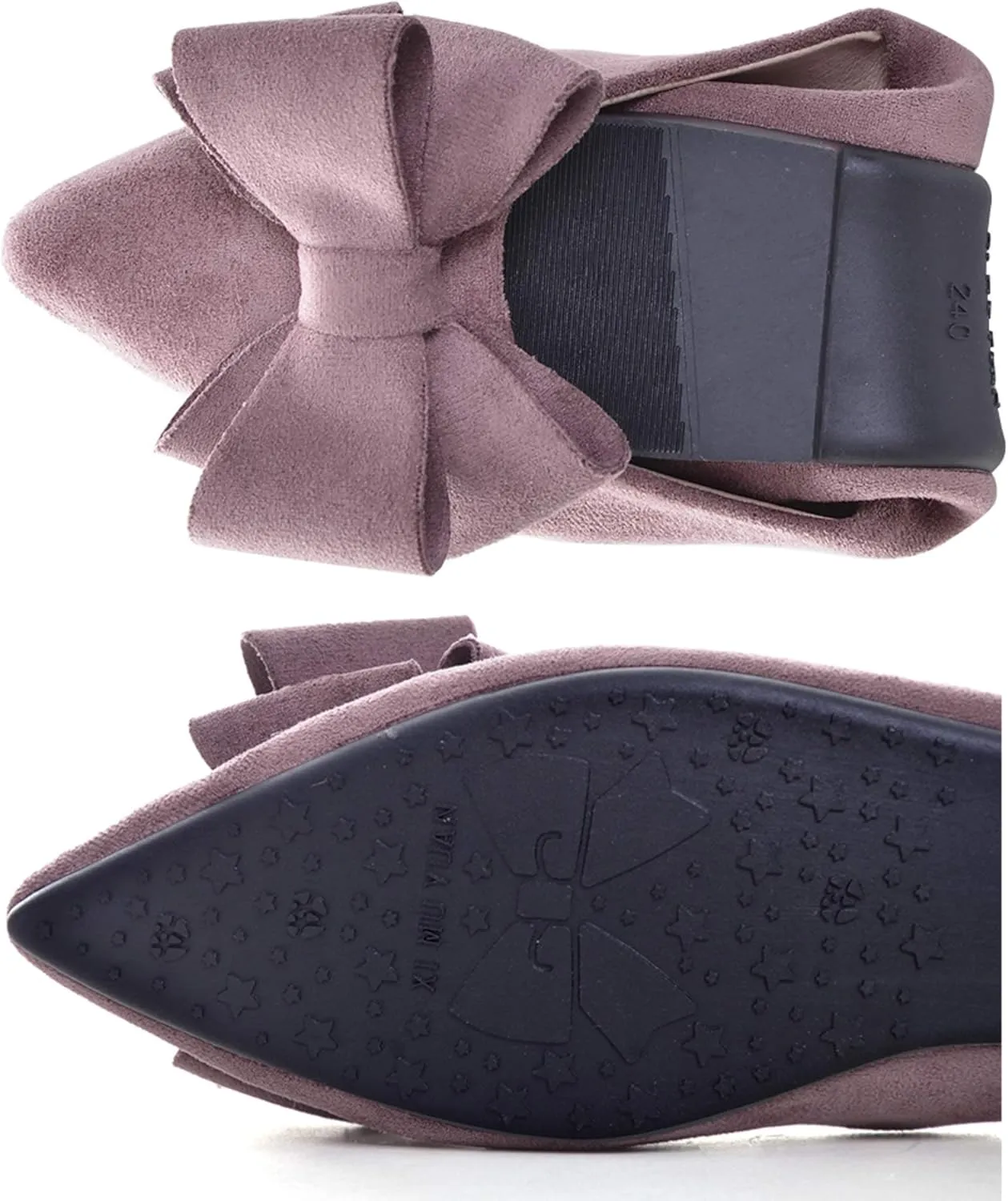 Stunner Womens Bowknot Flower Ballet Flats Pointed Toe Soft Dress Shoes