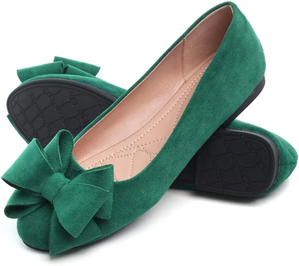 Stunner Women's Dress Flats Cute Round Toe Bowknot Flats Comfortable Ballet Flats Casual Slip On Flat Shoes