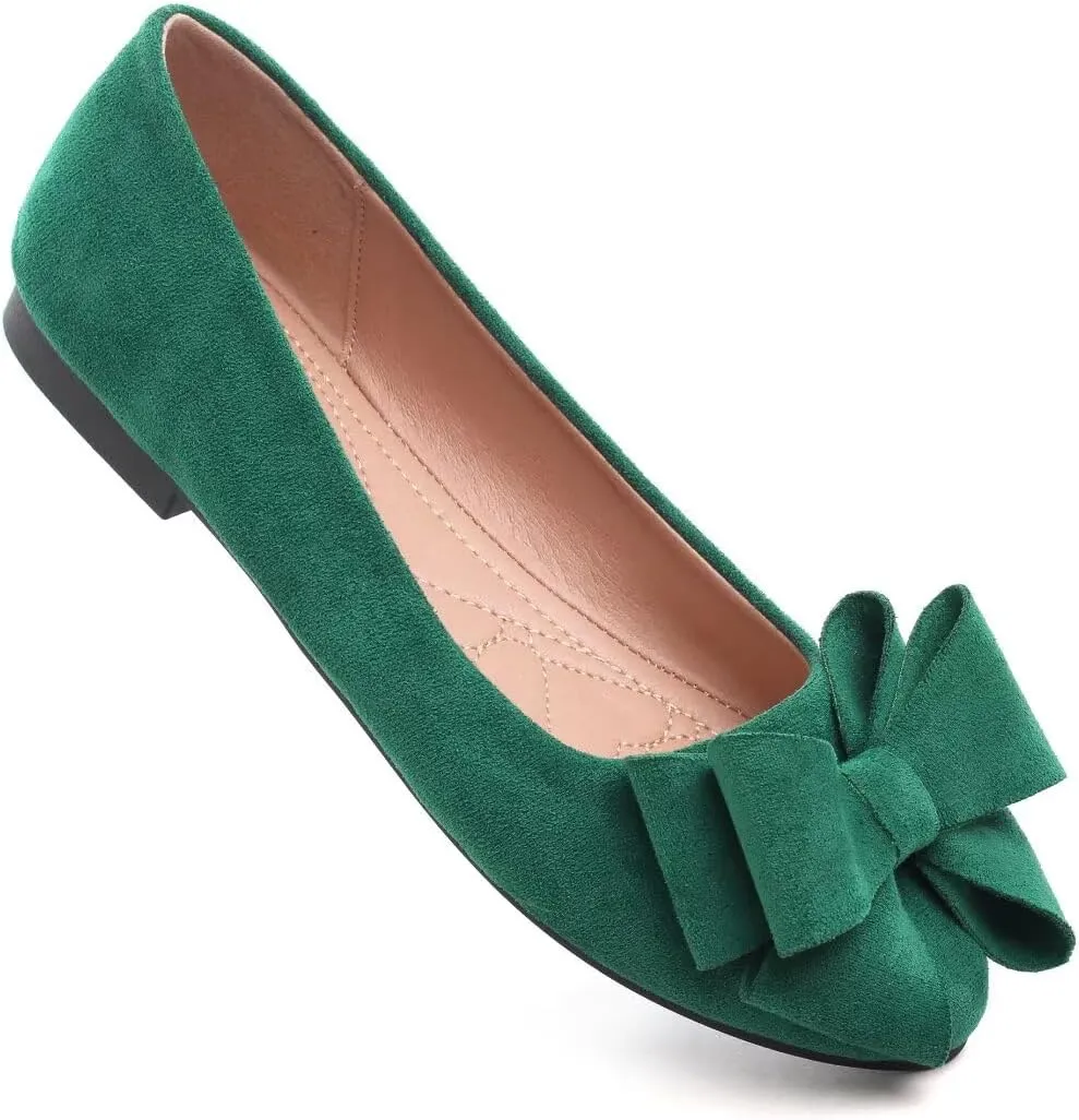 Stunner Women's Dress Flats Cute Round Toe Bowknot Flats Comfortable Ballet Flats Casual Slip On Flat Shoes