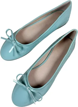 Stunner Women's PU Leather Flats Comfortable Round Toe Bowknot Ballet Flats Fashion Slip On Flats
