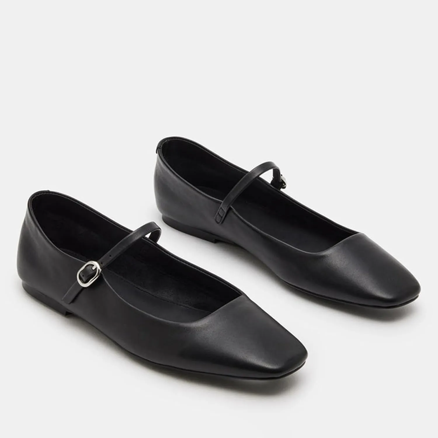 Suede Leather Ballet Flats Shoes for Women Cute Square Toe Slip On Mary Jane Flats Comfy Ballerina Flat Shoes Causal Daily Shoes with Strap