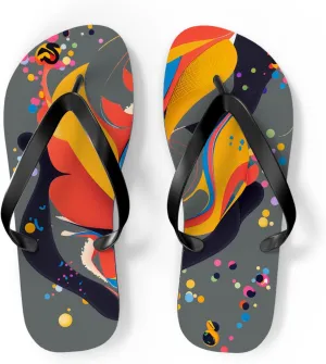 Summer Vibes Personalized Flip Flops, Beach Sandals, Slip-On Summer Shoes, Custom Design Footwear, Vacation Essentials