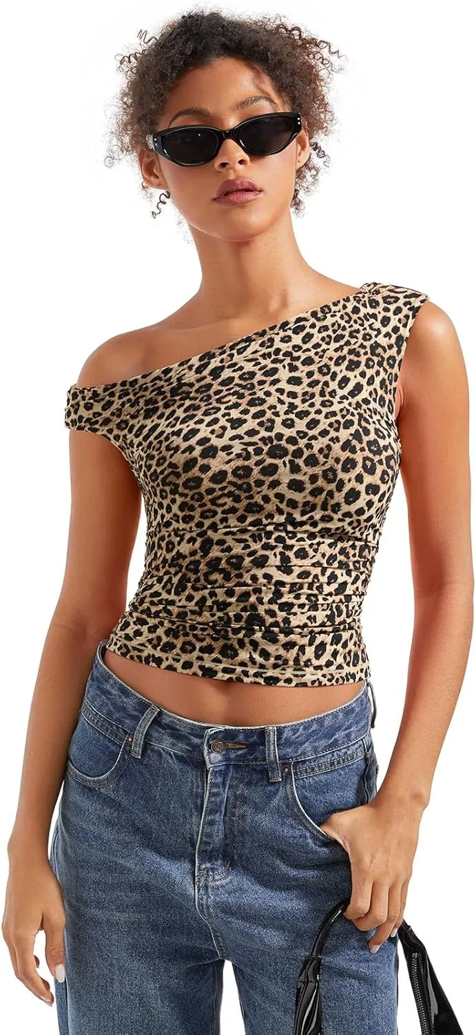 SUUKSESS Women Off Shoulder Tops Sleeveless Shirts Y2K Going Out Crop Tank Top