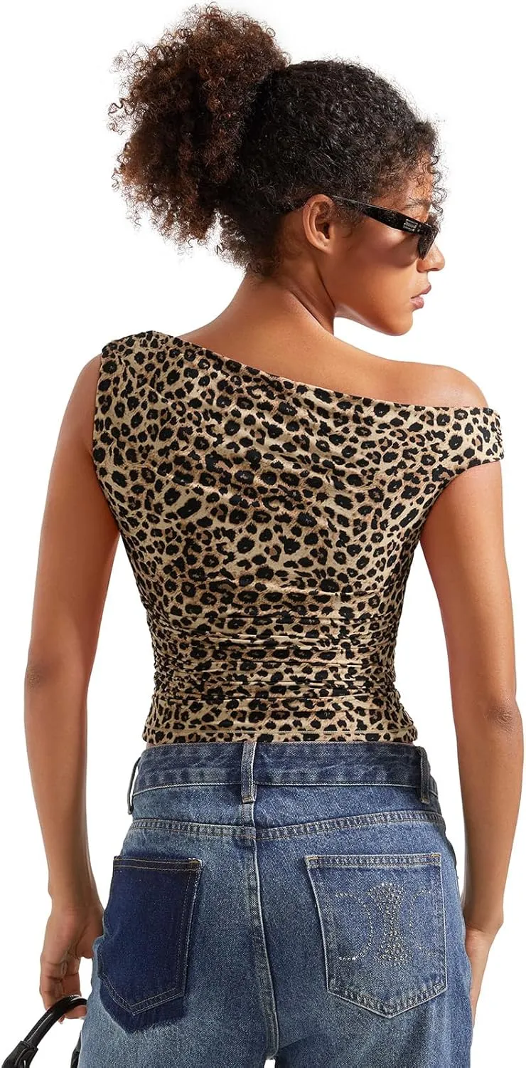 SUUKSESS Women Off Shoulder Tops Sleeveless Shirts Y2K Going Out Crop Tank Top