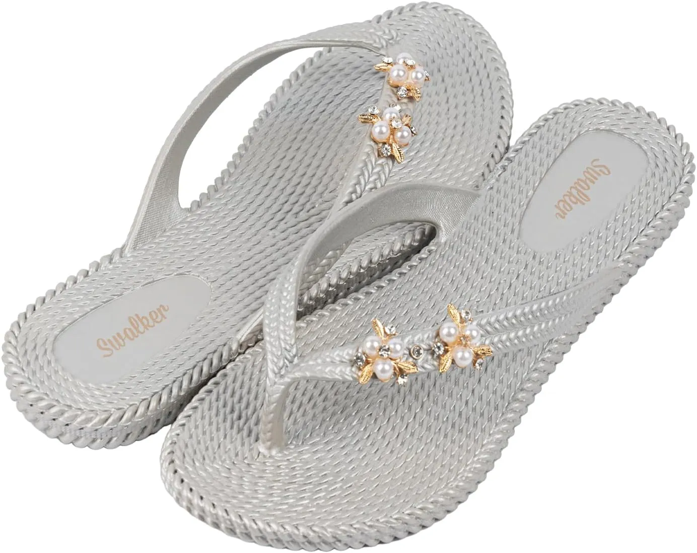 Swalker Metalli Man & Women's Flip Flop Sandal in Recyclable Rubber Sole with Non-Slip Pattern
