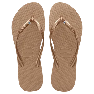 Swarovski crystal embellished flip flop - ROSE GOLD - 9/10
