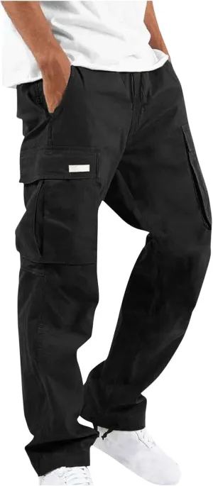 Sweatpants for Men Casual Relaxed Sweat Pants Elastic Waist Baggy Trousers Athletic Cotton Sweatpants with Pockets