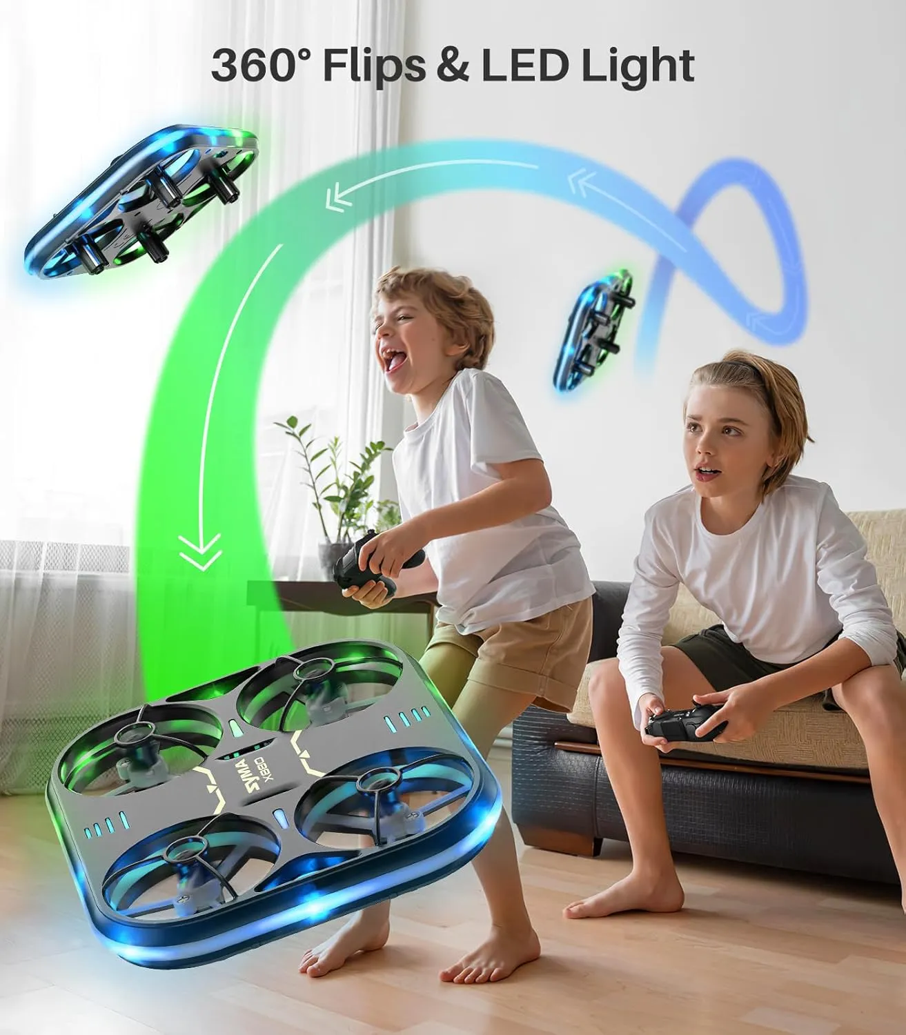 SYMA Drone for kids Adults - X880 Mini Drone Helicopter with LED Lights, Full Protection Quadcopter with Circle Fly, Rotary Ascent Stunt Drone Gifts for Boys and Girls