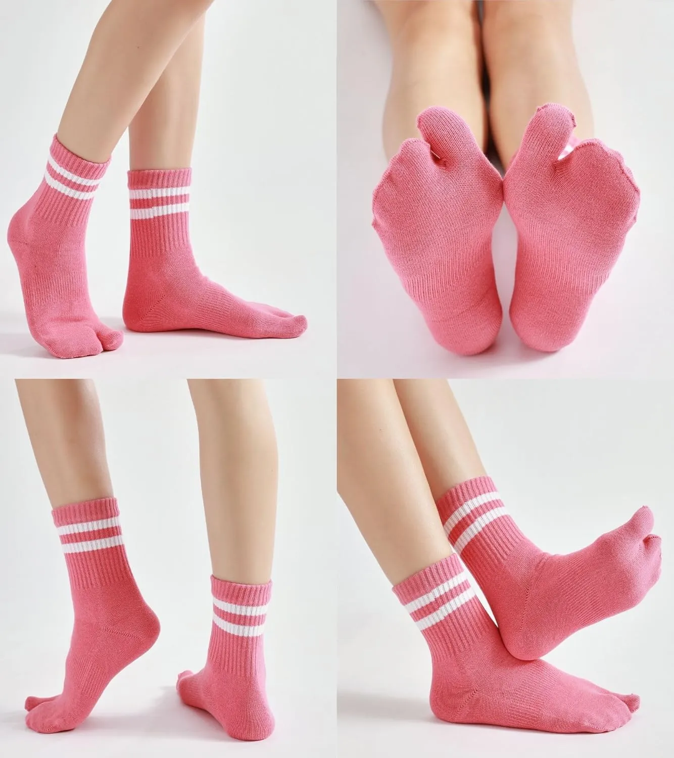 Tabi Socks Flip Flop Big Two Toe Split Athletic Crew Cotton 3 Pairs for Women Men Unisex