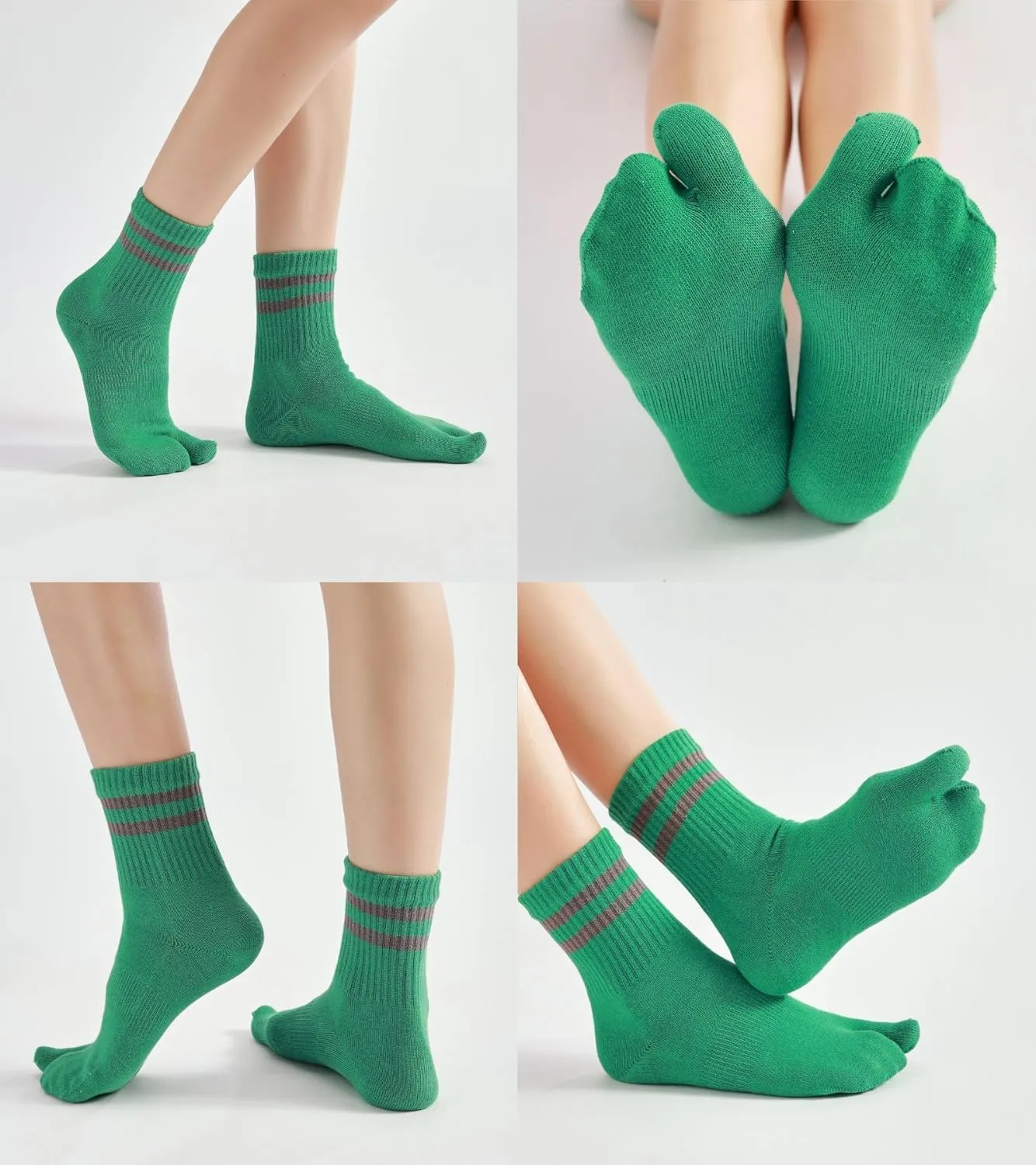Tabi Socks Flip Flop Big Two Toe Split Athletic Crew Cotton 3 Pairs for Women Men Unisex