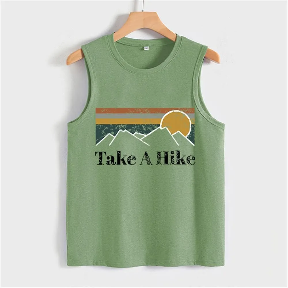 Take A Hike Tank Top Women Camping Hiking Mountain Graphic Vintage Shirt Casual Sleeveless Outdoor Vest Top