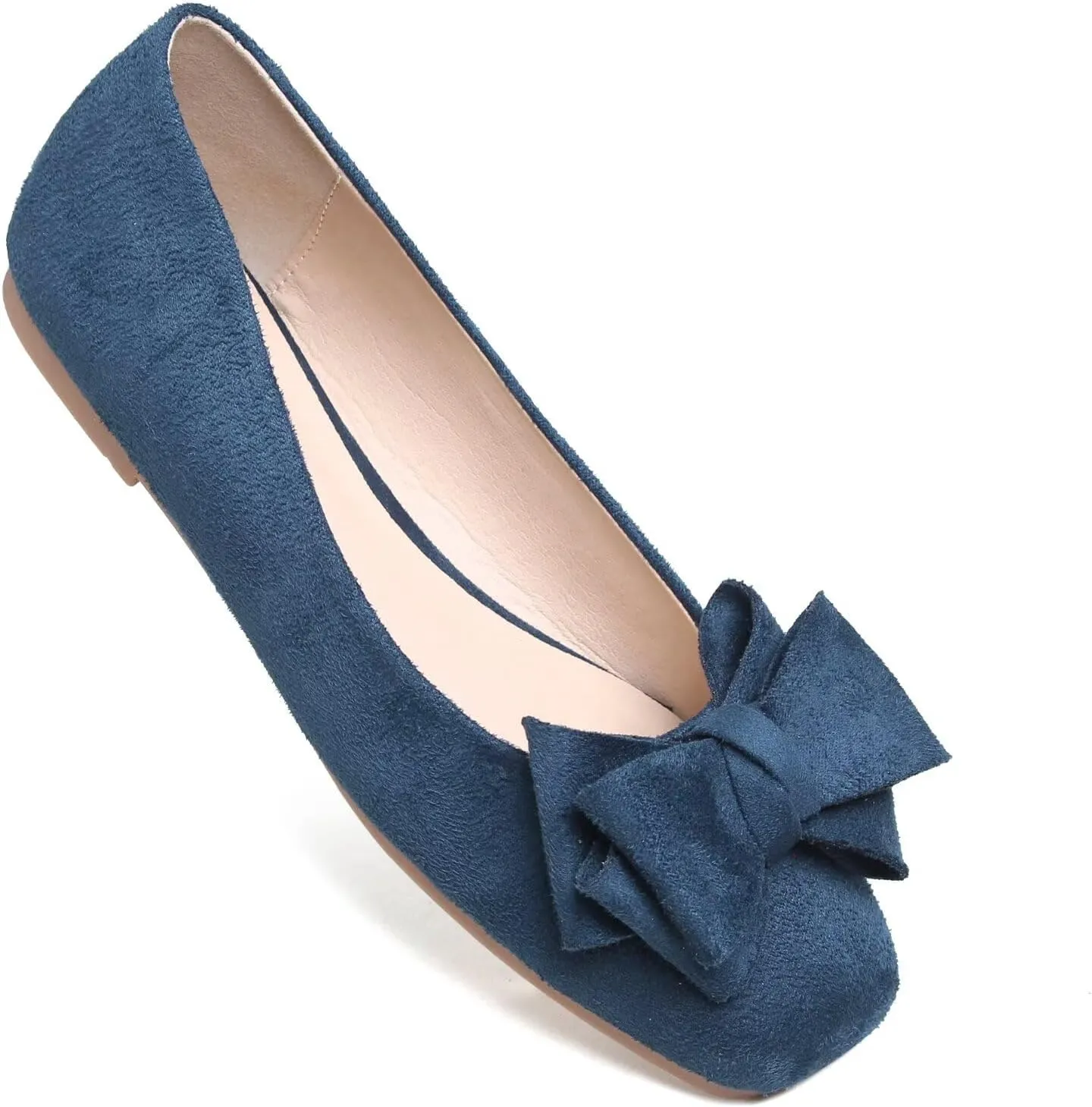 TANGNEST Women Cute Bowknot Flats Soft Slip On Dress Comfort Square Toe Flats