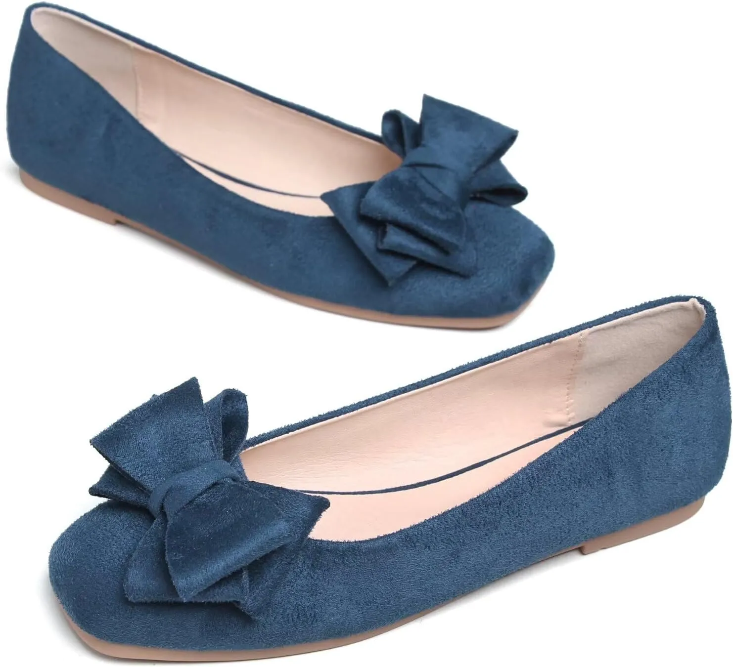 TANGNEST Women Cute Bowknot Flats Soft Slip On Dress Comfort Square Toe Flats