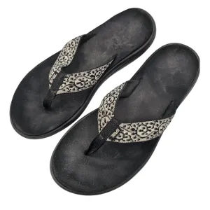 Teva Woens Sz 10 Flip Flop Sandals Black White Floral Print