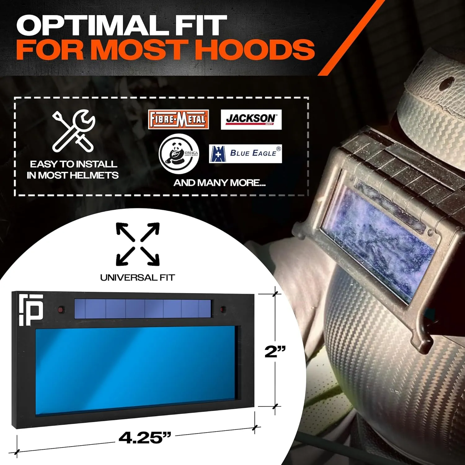 The Heir | HD Shade 10 Auto Darkening Welding Lens | Cool Blue Welding Lens 2x4 1/4 | Shade 10 Welding Lens Auto Darkening | Perfect for a Sugar Scoop Welding Hood or Pancake | Ridge Products