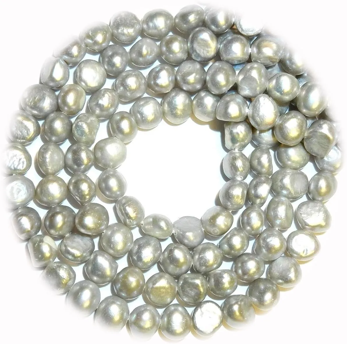 The New Silver Gray 6Mm - 7Mm Flat Potato Cultured Freshwater Pearl Gemstone Beads Ideal for Creating Unique Accessories and Decorations HUNT1S03157
