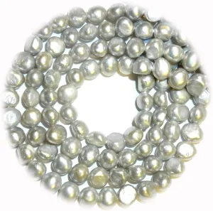 The New Silver Gray 6Mm - 7Mm Flat Potato Cultured Freshwater Pearl Gemstone Beads Ideal for Creating Unique Accessories and Decorations HUNT1S03157