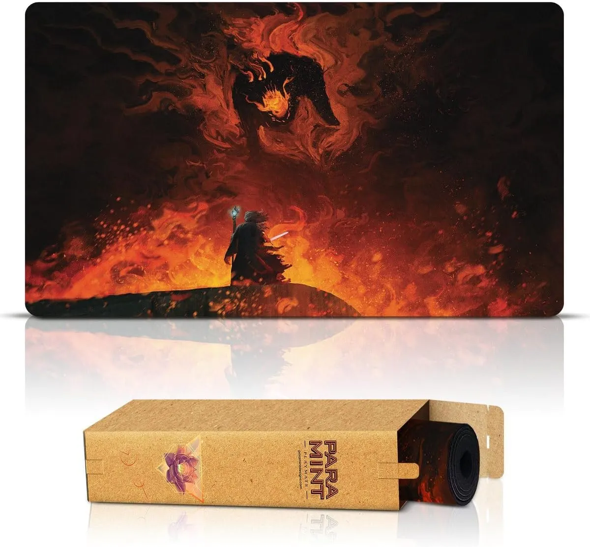 The Shadow and The Flame (Stitched) - MTG Playmat by Anato Finnstark, LOTR Lord of The Rings - Compatible with Magic The Gathering Playmat - Play MTG, YuGiOh, TCG - Original Designs