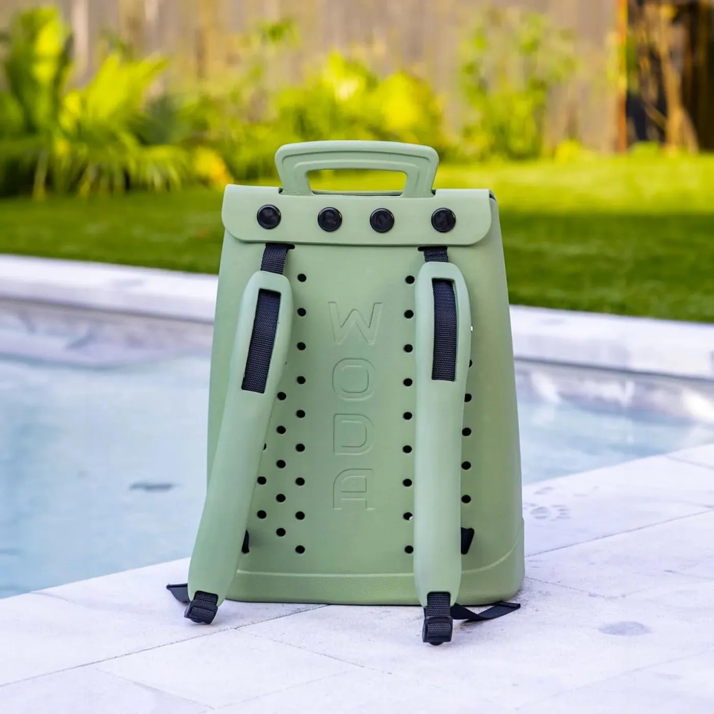 The Ultimate EVA Backpack | Washable, Lightweight and Durable | Zipper Pocket Dry Bag, For Beach, Pool, & Boat (Palmetto Green, Mini Woda Bag)