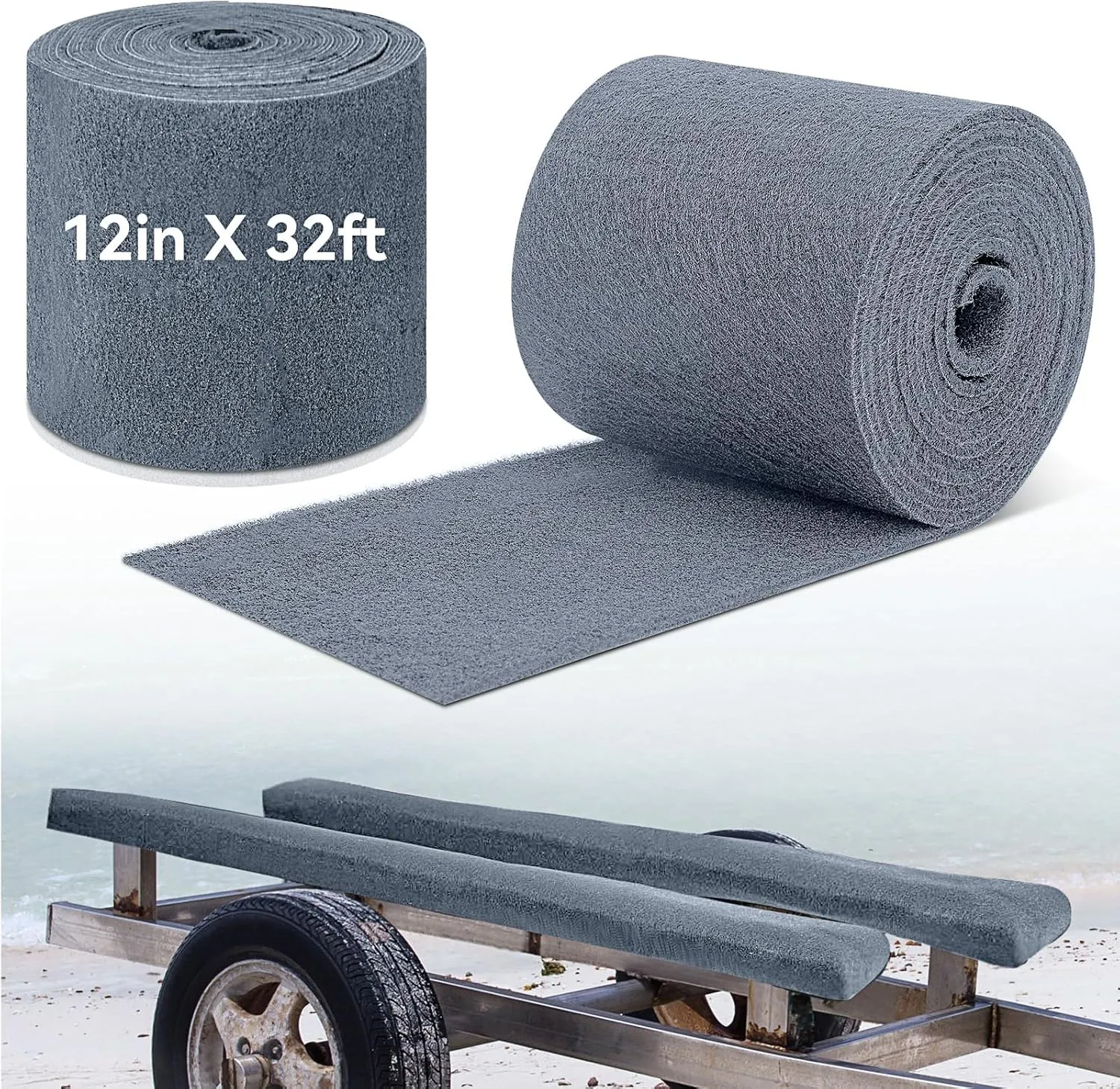 Timgle Boat Trailer Bunk Carpet Polyester Marine Grade Carpet for Trailer Bunks Boards Boat Guides Accessories Parts Replacement Padding for Outdoor