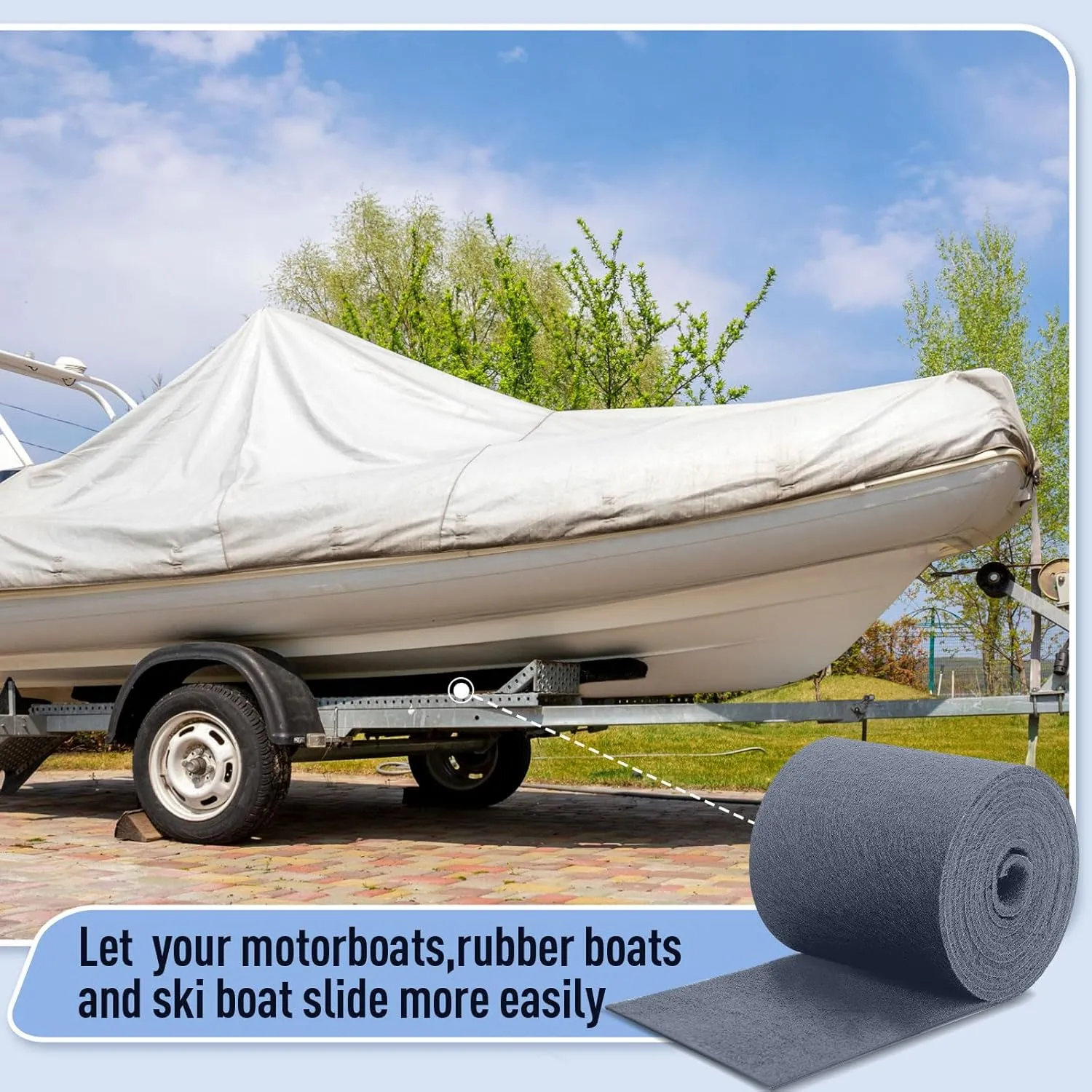 Timgle Boat Trailer Bunk Carpet Polyester Marine Grade Carpet for Trailer Bunks Boards Boat Guides Accessories Parts Replacement Padding for Outdoor