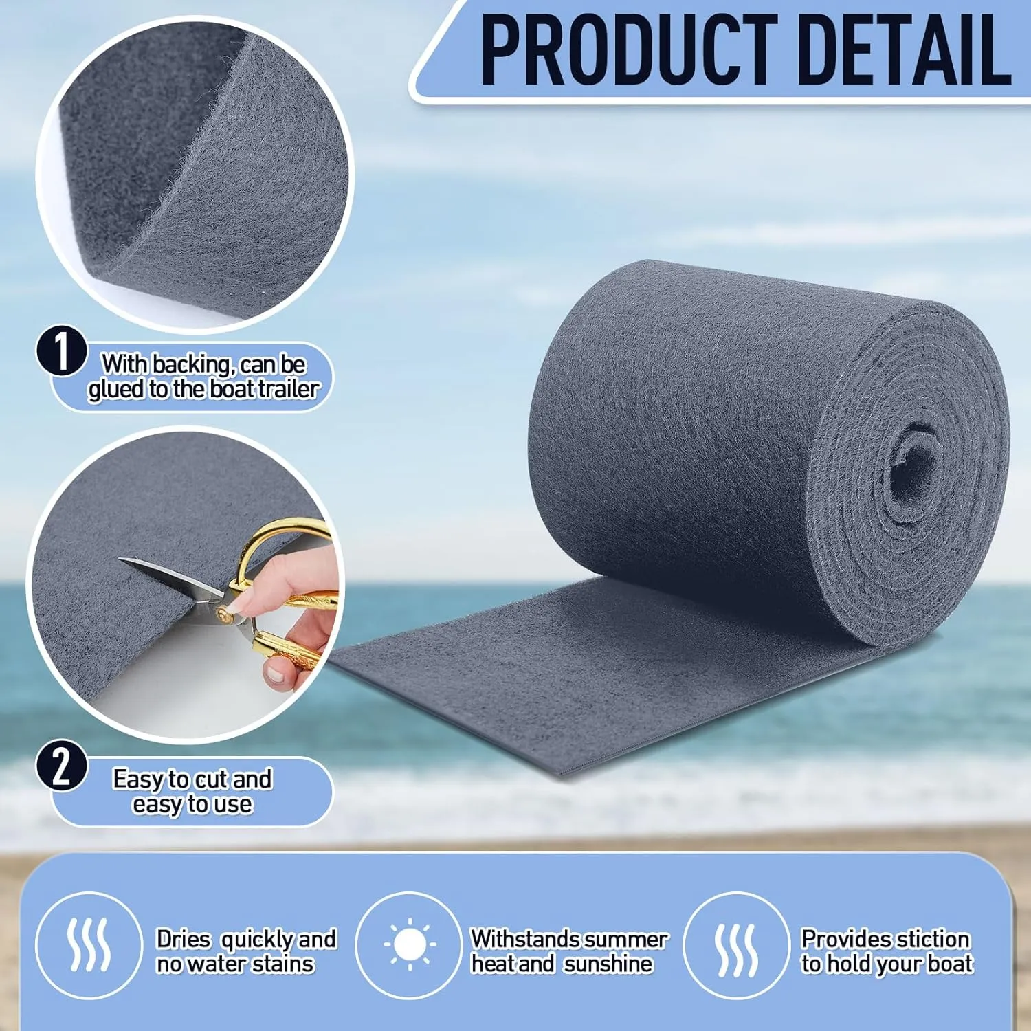 Timgle Boat Trailer Bunk Carpet Polyester Marine Grade Carpet for Trailer Bunks Boards Boat Guides Accessories Parts Replacement Padding for Outdoor