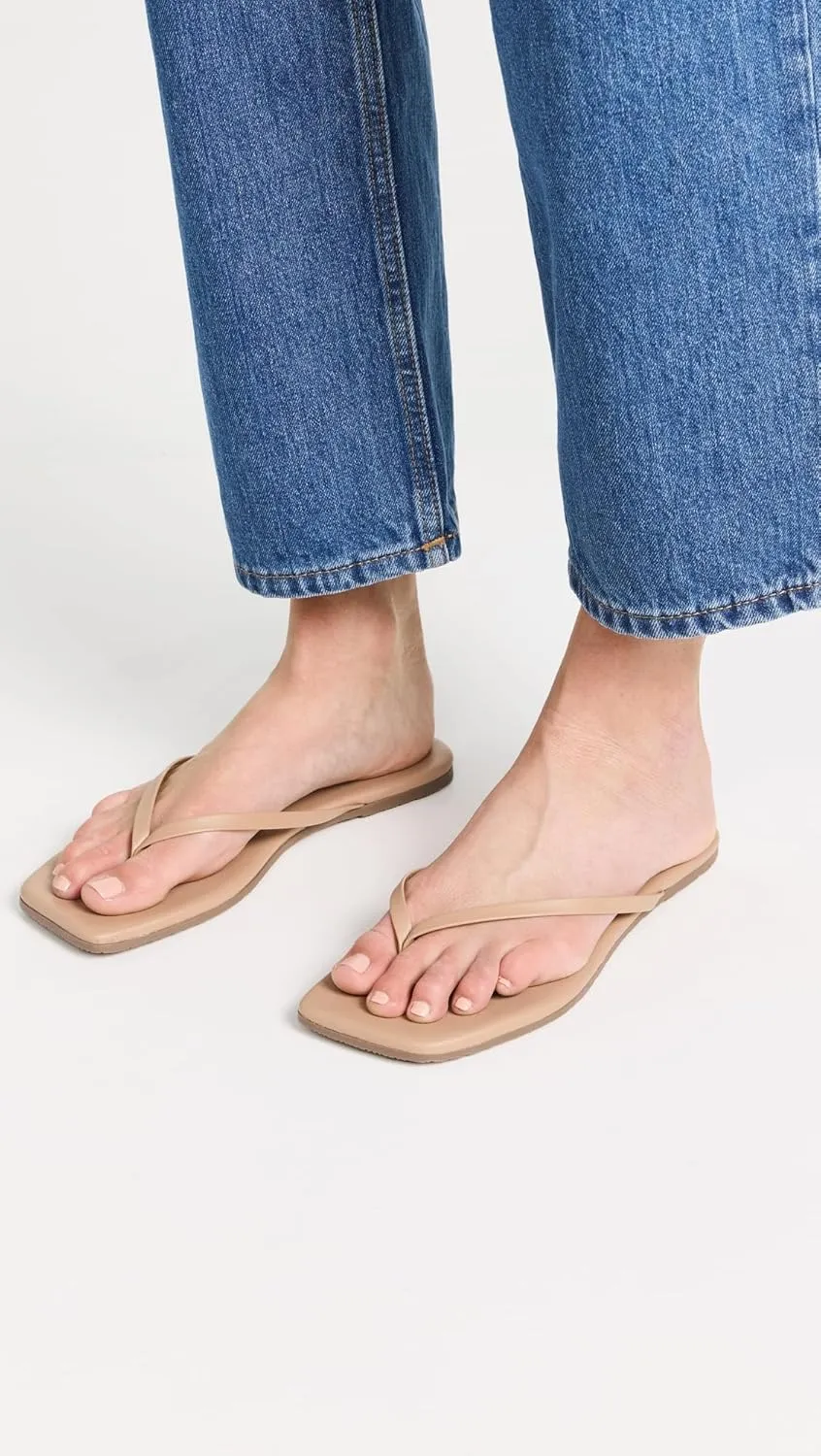 TKEES Women's Square Toe Lily Flip Flops
