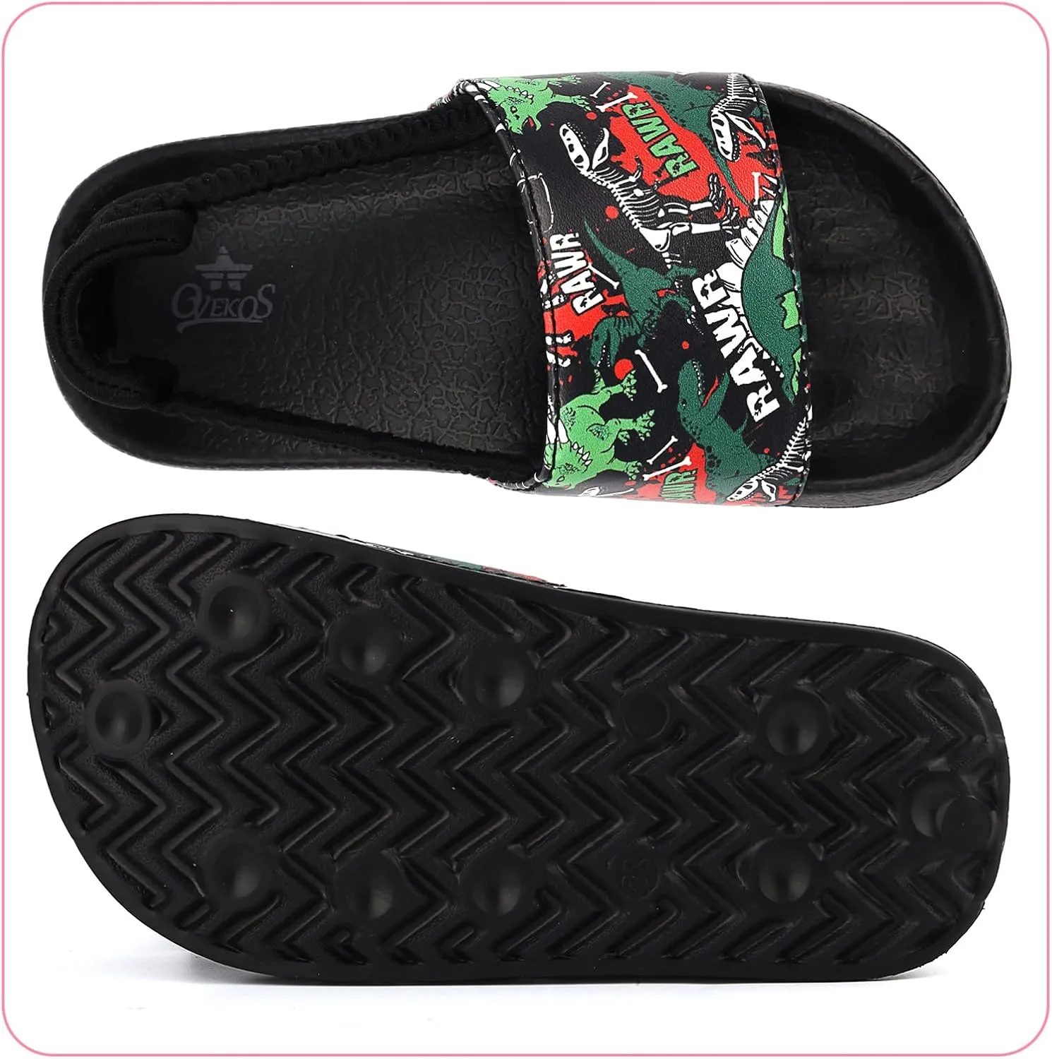 Toddler Boys Girls Slides Sandals with Elastic Strap Non-Slip Flip Flop Lightweight Little Kids Shower Slippers Beach Pool Shoes