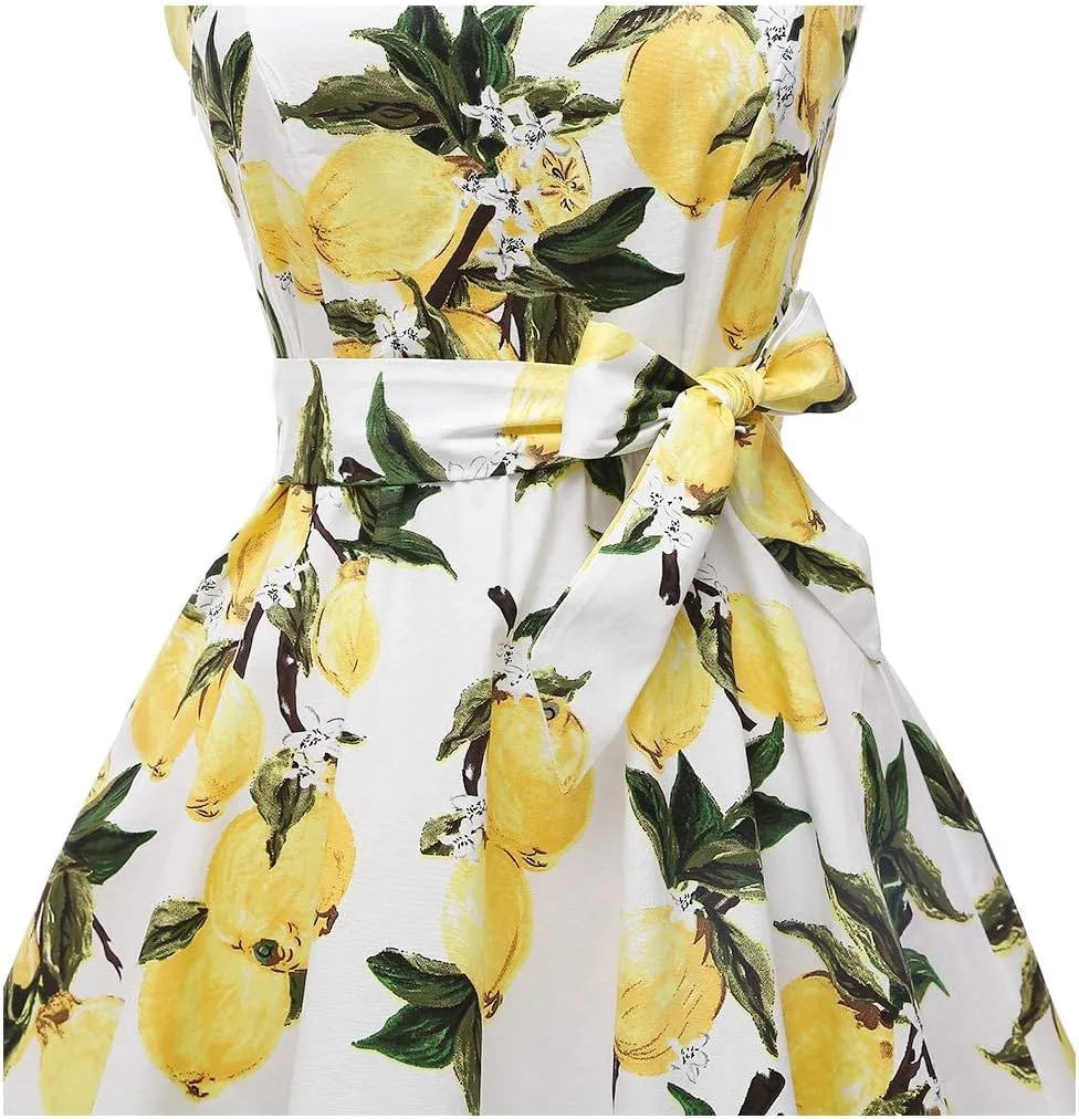 Topdress Women'sVintage Polka Audrey Dress 1950s Halter Retro Cocktail Dress
