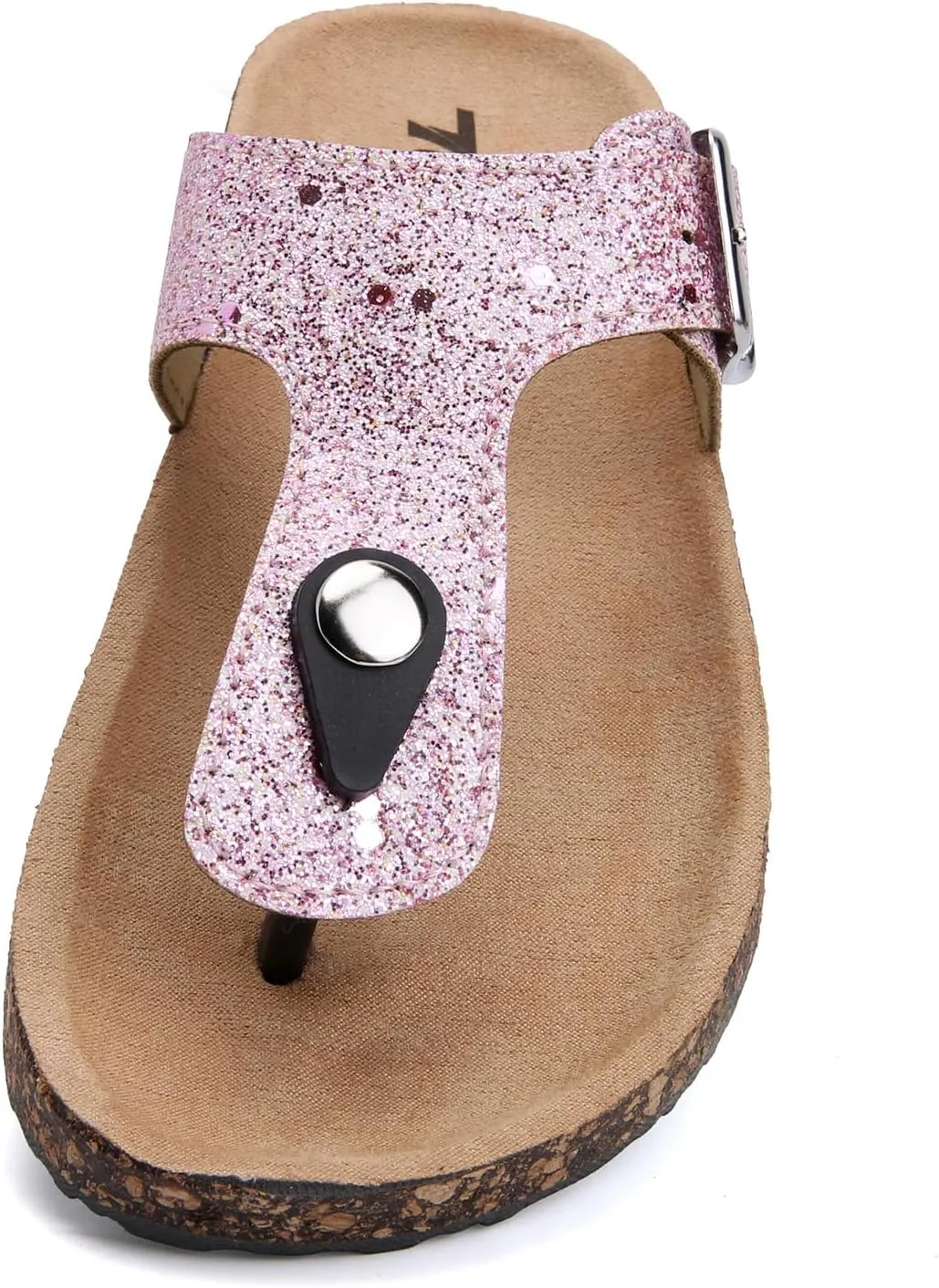 Torotto Boys Girls Glitter Slide Sandals Kids Flip Flops Cork Slipper with Adjustable Straps (Toddler/Little Kid/Big Kid)