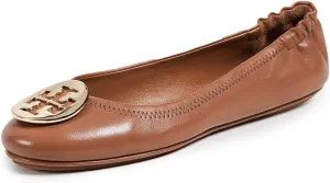 Tory Burch Minnie Leather Travel Ballet Flats (11, Royal Tan / Gold)