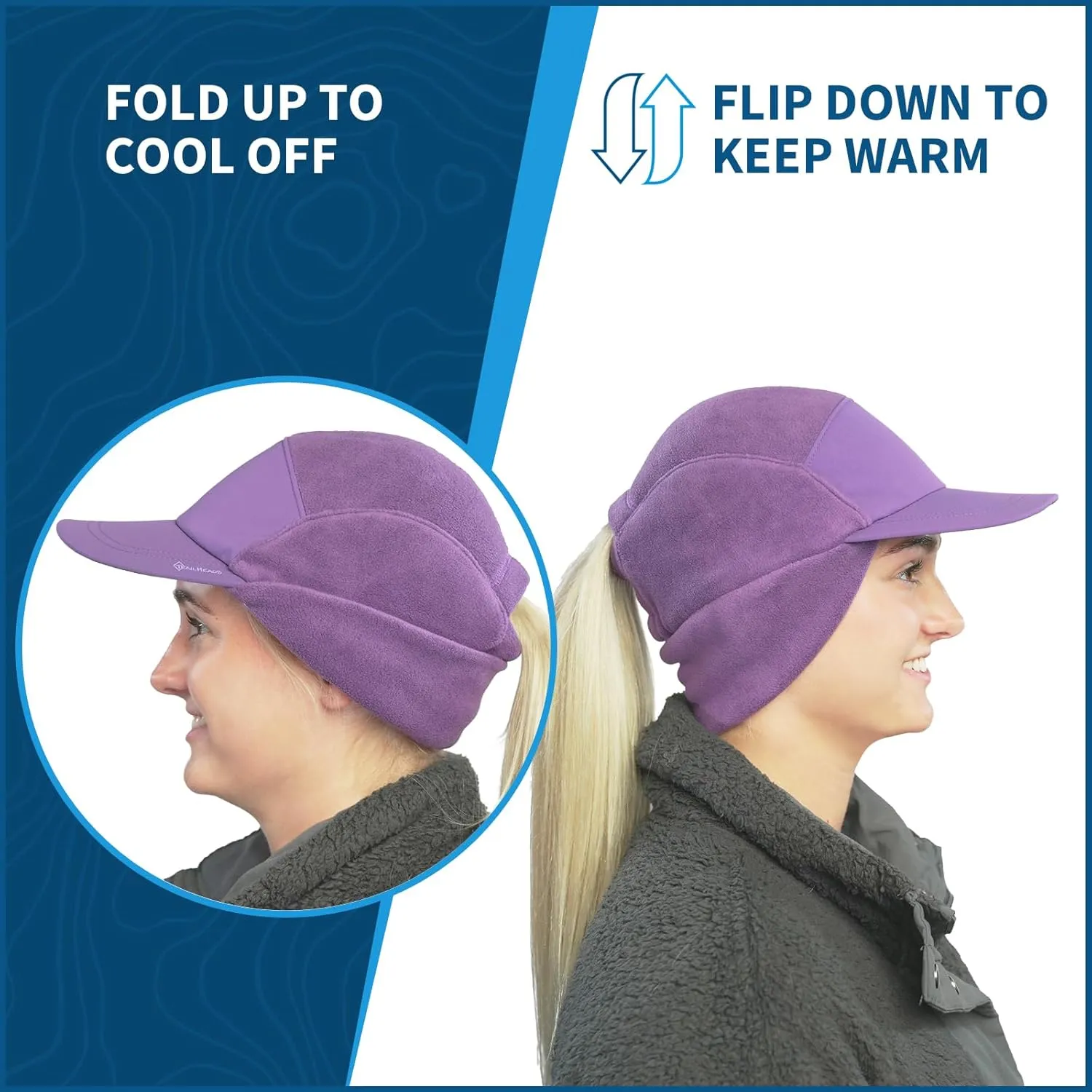 TrailHeads Ponytail Hat, Fleece Beanie for Women - Winter Hat with Visor - Warm Hats for Women, Running Hat, Winter Golf