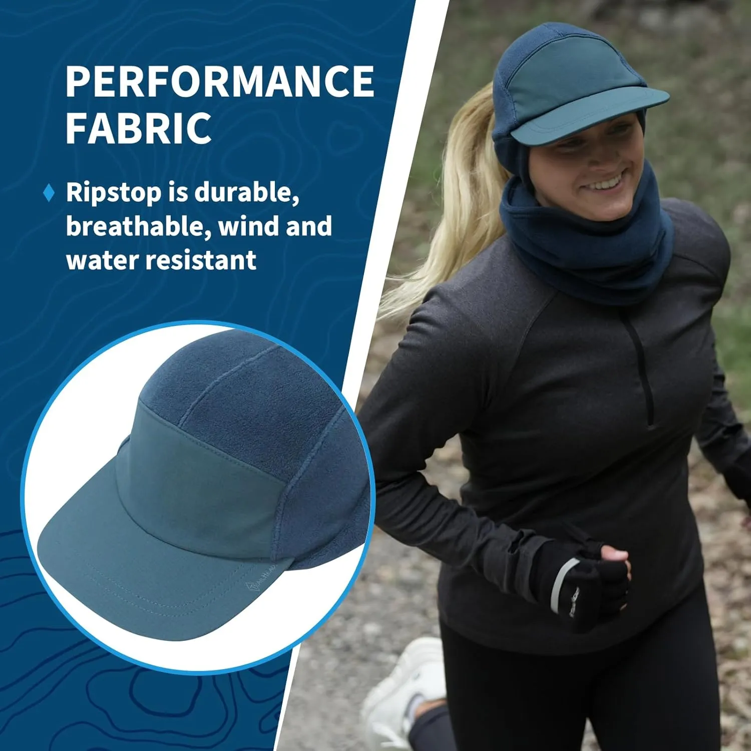 TrailHeads Ponytail Hat, Fleece Beanie for Women - Winter Hat with Visor - Warm Hats for Women, Running Hat, Winter Golf