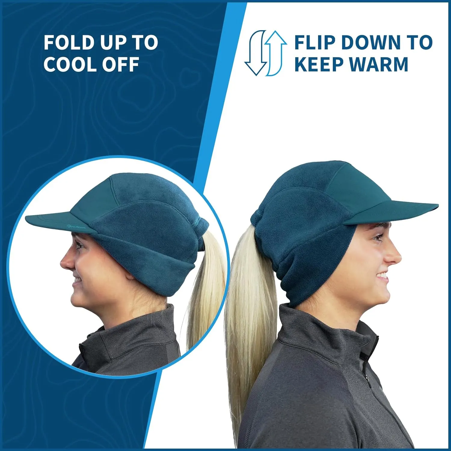 TrailHeads Ponytail Hat, Fleece Beanie for Women - Winter Hat with Visor - Warm Hats for Women, Running Hat, Winter Golf