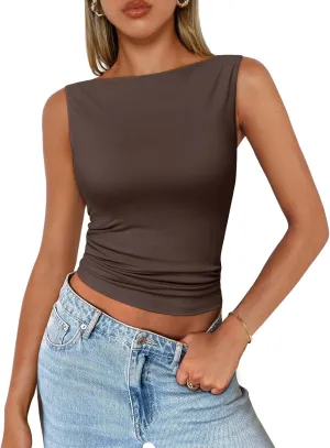 Trendy Queen Women Going Out Summer Tank Tops Spring Casual Basic Cute 2025 Sleeveless Shirt Vacation Fashion Outfit Clothes