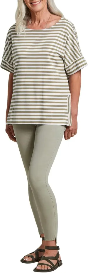 Tribal Women's S/S Boat Neck TOP W/Side Slits, Bay Leaf