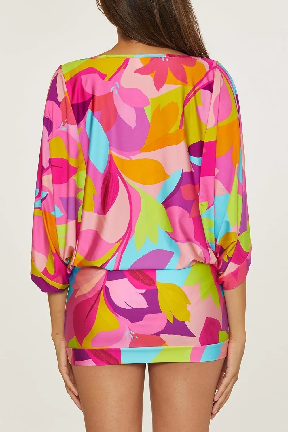 Trina Turk Lilleth Swim Dress, Casual, Boat Neck, Floral Print, Beach Cover Ups for Women